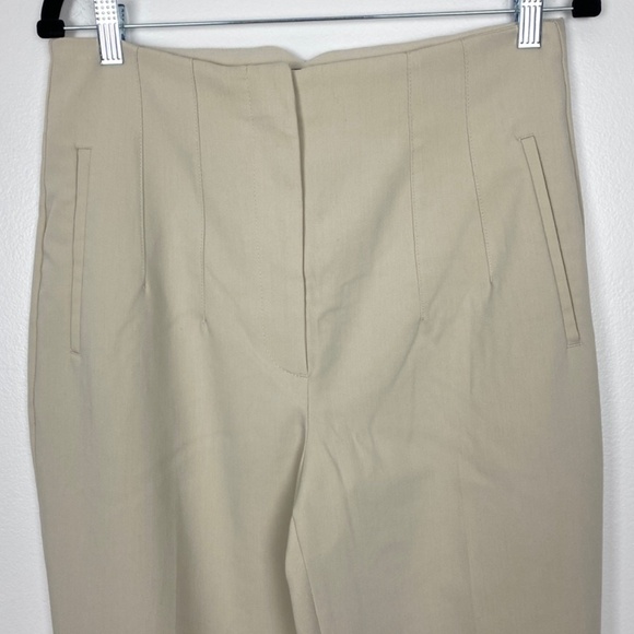 Zara Pants Womens Large Cream High Waisted Tapered Leg Trousers Seamed Darts - Picture 2 of 13
